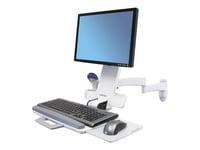 Ergotron 200 Series - Monteringssats (Vridbar Arm, Tangentbordsfack Med Vänster/Höger Musfack, Hållare Till Streckkodsskanner) - För Lcd-Skärm/Pc-Utrustning - Stål - Vit - Skärmstorlek: Upp Till 24 Tum - Väggmonterbar