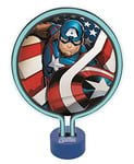 Lexibook- Lampe Néon Avengers Captain America, Veilleuse Chambre Enfants, Décoration Lumineuse Couleur Ados Marvel Super-héros, LTP100AV, Bleu