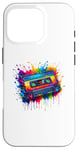 Coque pour iPhone 16 Pro Splash Art Lecteur de Cassette Musique Magnétophone