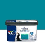 Peinture haute résistance Crème de couleur cuisine et bain Dulux Valentine bleu acapulco satin 2L