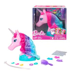 Barbie Unicorn Styling Head, Colorful Mane of Fantasy Hair with Styling Accessories and Shimmer Stickers, JCW52