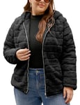 Geschallino Manteau en Fausse Fourrure pour Femme Moelleux Floue Shaggy Hiver Courte Capuche Veste Doublée Sherpa 1801 Noir XL