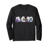 Ghost Reading Book Halloween Bookworm Reader Bibliophile Long Sleeve T-Shirt