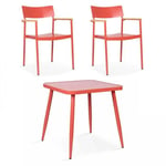 Ensemble table de jardin et 2 fauteuils en aluminium/bois terracotta - Oviala