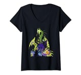 Disney Sleeping Beauty Maleficent Dragon Silhouette T-Shirt avec Col en V