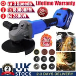 Cordless Angle Grinder with Battery and Charger Disc Kit Power 2800W Sander UK