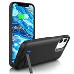Gladgogo Battery Case for iPhone 12 Mini, [5000mAh] Portable Charging Case with Kickstand, Carplay Supported Extended Charger Case for Apple 12 Mini Backup Charger Case (5.4 inch)-Black