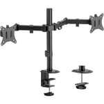 Support 2 Écrans Jusqu'à 32 Pouces 2x Ordinateur 9 Kg Ressort à gaz Fixation de table vesa 75/100 pc Bras Articulé Porte-Ordi Inclinaison et Hauteur