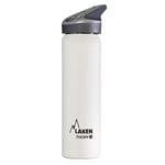 LAKEN Jannu 18/8 Stainless Steel Double Wall Vacuum Insulated Water Bottle, Up to 24 Hours Cold, White, 750 ml