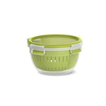 EMSA Clip&Go Bol + Panier 1,1 L, Boîte de Conservation Fruits et légumes, Plastique, Vert, 1,1L