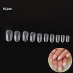 600 st Runda Korta Nageltips Salong Franska Akryl Fake Nails Design DIY Nail Art Tools transparent