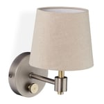 Relaxdays Lampe murale vintage, réglable, projecteurs muraux; interrupteur et abat-jour, E14, HxlxP 23x15 x21 cm,beige 10033894