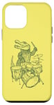 Coque pour iPhone 12 mini Crocodile jouant de la batterie en forme de crocodile, percussion, reptile