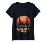 Womens Amoosement Park Funny Moose V-Neck T-Shirt