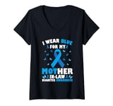 Womens I Wear Blue For My Mother-In-Law Type 1 Diabetes Awareness V-Neck T-Shirt