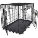 Songmics - Feandrea Cage pour Chien Pliable avec 2 Portes, Plateau Amovible, Noir - 92,5 x 57,5 x 64 cm