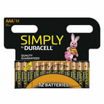 AAA Alkaline Batteries Duracell Simply AAA Non-Rechargeable Batteries, 12 Pack