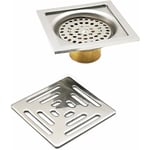 Sjqka - Drain de Douche Carré Siphon De Sol Anti-Odeur,Acier Inoxydable Drain de Plancher avec Passoire Filtre(100 mm x 100 mm)