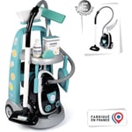 SMOBY - Chariot de ménage + aspirateur électronique avec bruit d'aspiration - 9 Accessoires - Piles Incluses - dès 3 ans