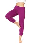 Bellivalini Pantalon 3/4 Capri Harem pour Femme Legging Corsaire Aladdin Ample Pants Fluide Sport Yoga Jogging Pilates pour l'été BLV50-283 (Fuchsia, XL)