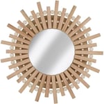 Arti Casa Miroir Mural - Miroir Rond Mural - Soleil - Décoration - 30cm - Bois