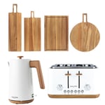 Salter Toronto Kettle, Toaster & Serving Board Set FSC®- Certified Wood White