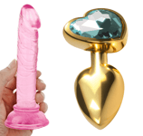 Butt Plug Sex Toy Heart Smooth Metal Anal Dildo Diamond Jewel Jewelled