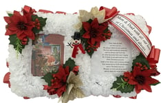 Christmas Open Book Bible Tribute Artificial Silk Funeral Flower Memorial Red