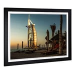 Big Box Art Framed Print of Burj al Arab Dubai Design | Wall Art Picture | Home Decor for Kitchen, Living, Dining Room, Lounge, Bedroom, Hallway, Office, Black, A2 / 24.5x18 Inch / 62x45cm