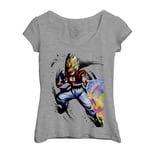 T-Shirt Femme Col Echancré Gotenks Attaque Ki Dragon Ball Z Fusion Trunks Manga Anime