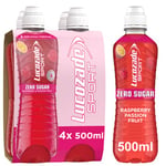 Lucozade Sport Zero Sugar - Raspberry and Passionfruit 4x500ml | Sugar Free Sports Drink, with Vitamin B3 and electrolyte | Only 4 calories per serving | Still | Made with Natural Flavours