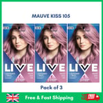 3 x Schwarzkopf Live Permanent Hair Dye MAUVE KISS 105 - Women Hair Colour