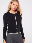 Vero Moda Long Sleeve Button Down Cardigan - Black, Black, Size L = Uk 12, Women