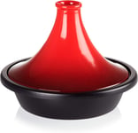 Le Creuset Tagine with Cast Iron Base and Stoneware Funnel Lid, 27 cm, Cerise 