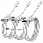 iPhone Charger Cable 2M, 3Pack Apple MFi Certified iPhone Lightning to USB Cable 2Meter, Fast iPhone Charging Wire Apple Lead for iPhone 13/12/11 Pro/11/XS MAX/XR/8/7/6s/6/5S/SE iPad Original(6ft)