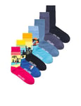 JACK & JONES Men's Jaccities Socks 7 Pack, Dutch Canal/Pack:High Visibility-Pink Yarrow-Gold Fusion-Vintage Indigo-Navy Blazer-Coronet Blue, One Size