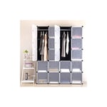 20-Cube Armoire de Chambre avec porte Meuble de Rangement avec Penderie Modulable Tige a Vetements pour Vetement Chaussure