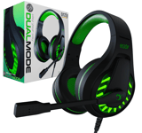 Green Gaming Headset with Noise Cancel Mic RGB Lights for Switch, PC, Xbox, PS