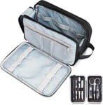 Travel Toiletry Bag for Men & Women | Large Wash Bag with 4 Compartments & 7 Set