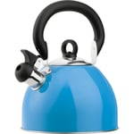 BLUE 2.5L STAINLESS STEEL WHISTLING KETTLE GAS ELECTRIC INDUCTION HOBS CAMPING