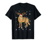 Coyote Animal Santa Hat Ugly Christmas Tree Lights T-Shirt