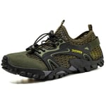 GJF Chaussures de randonnée pour Hommes, Chaussures de Sport à séchage Rapide en Mesh d'été, Baskets Basses de Course à Pied, Sandales antidérapantes respirantes-green-47