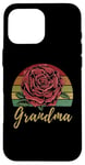 Coque pour iPhone 16 Pro Max Rose rouge grand-mère rétro vintage vieilli pour la fête des mères