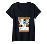 Womens Fortune Favors The Brave V-Neck T-Shirt