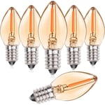 0,5W E14 LED Filament Ljusstakelampa C7 Vintage Nattlampa, Skruv Amber Glas Saltlampa Glödlampor 5W Motsvarande Icke-Dimbar (6-pack)