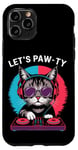 Coque pour iPhone 11 Pro Let's Paw-Ty Cat DJ Casque Cool Vibe Cat Lover