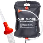 Sac de Douche Solaire Camping 20L Voyage Chauffé à L'énergie Solaire Portable Eau Chaude avec Flexible Amovible à 45 ° C Tête de Douche Commutable