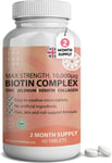 Biotin Hair Growth Vitamins Complex - 10,000mcg Biotin, Marine Collagen,... 