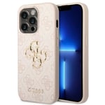 Étui Coque IPHONE 14 Pro Guess Simili Cuir Rose Avec Or Motif