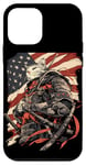 iPhone 12 mini Cat Samurai American Flag Samurai Cat Art Patriotic Cat Case